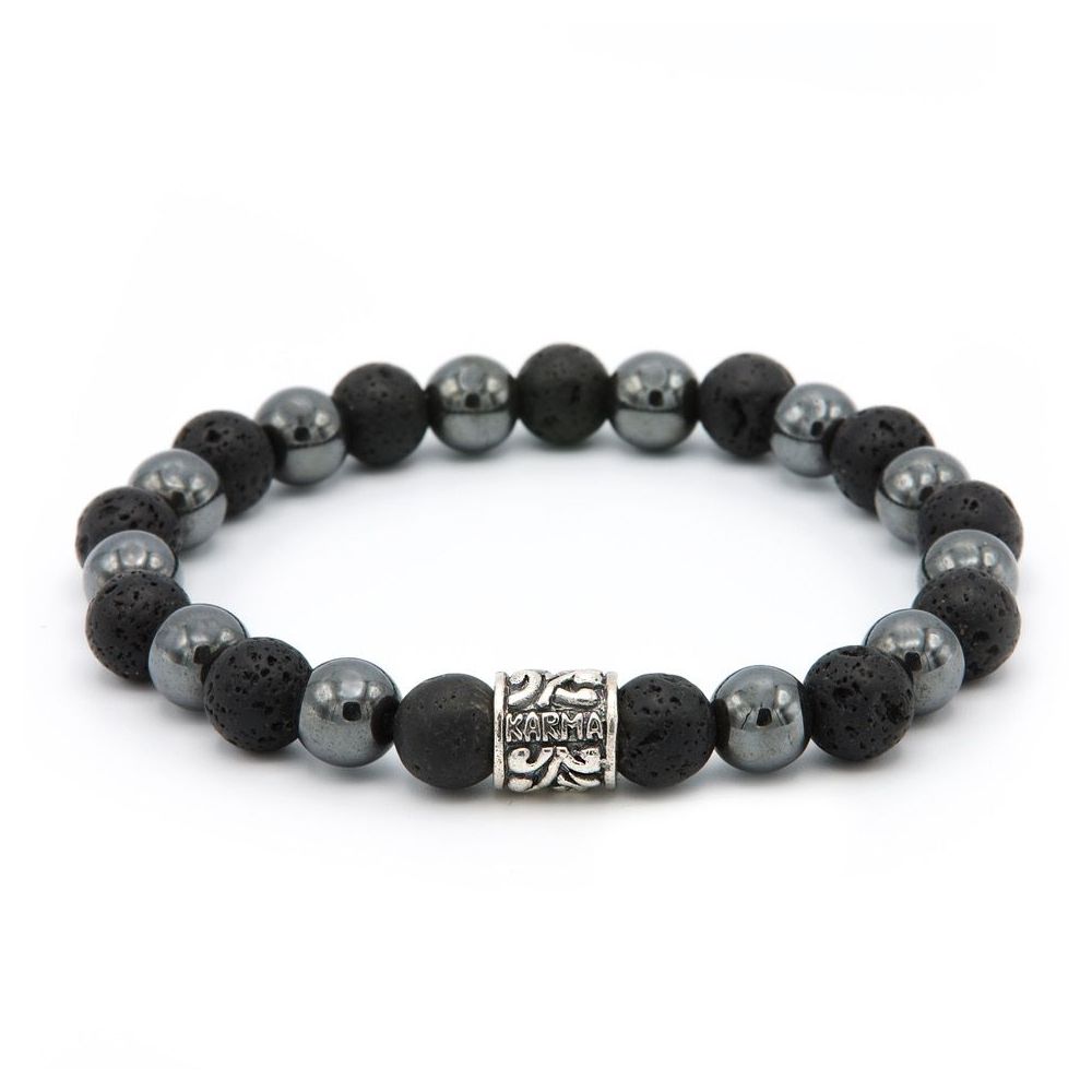 KARMA Armband - Black Panther silver logo bead - 86458