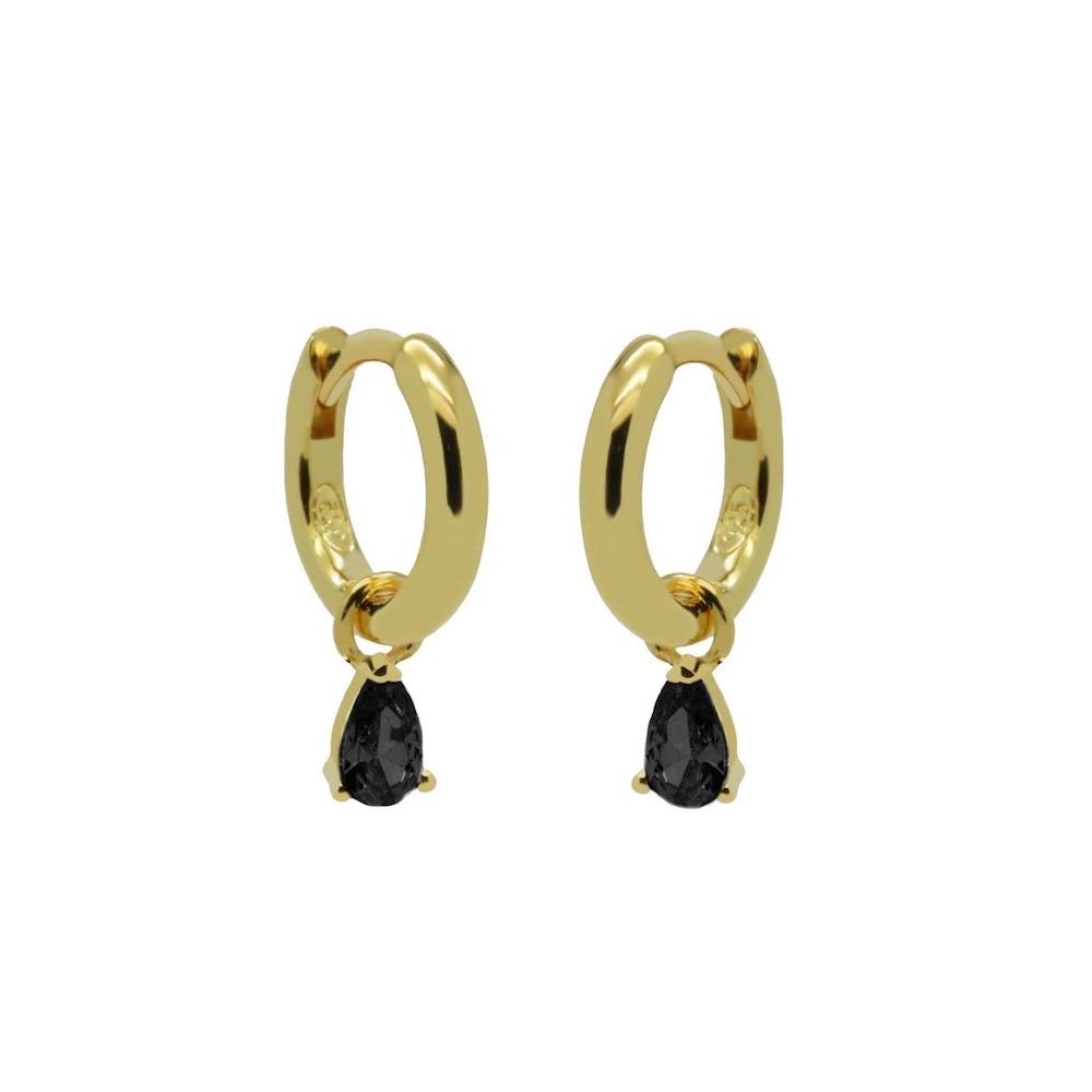 Karma Hinged Hoops Hanging Drop Black Zirconia