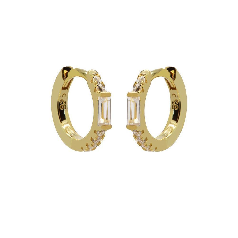 Karma Plain Hinged Hoops Zirconia Baguette 