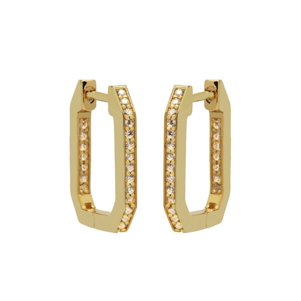 Plain Hinged Hoops Emerald Shaped Goldplated 