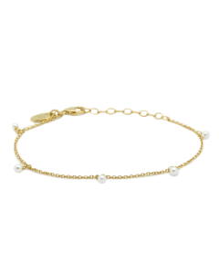 Karma Bracelet Hanging Pearls - Gold Plated