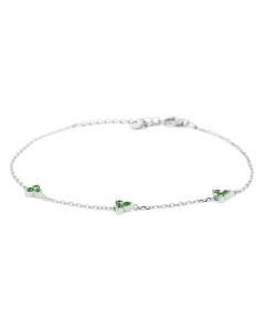 Karma Bracelet Zirconia Triple Dots Emerald - Silver
