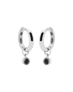 Hinged Hoops Symbols Dotty Zirconia Black - Silver