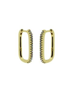 Plain Hinged Hoops Zirconia Baby Blue - Gold Color
