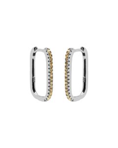 Plain Hinged Hoops Zirconia Clear Champagne - Silver