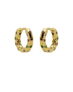 Hinged Hoops Glamarous Rainbow - Gold Color