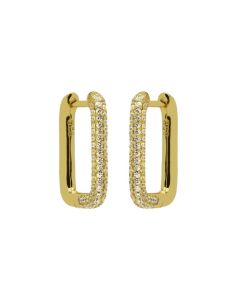 Karma Zirconia Hinged Hoops Round Square - Gold Color
