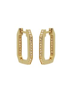 Plain Hinged Hoops Emerald Shaped  - Gold Color