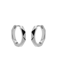 Plain Hinged Hoops Facet - Silver
