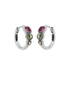 Karma Hinged Hoops Holly Olive Green - Silver