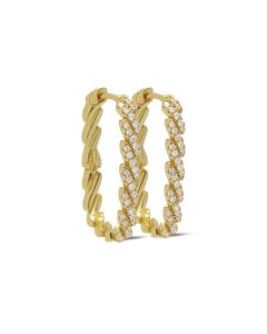 Karma Zirconia Hinged Hoops Sandy - Gold Color