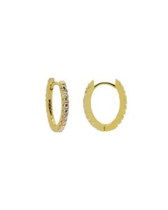 Plain Hoops Round Zirconia Oval - Gold Color