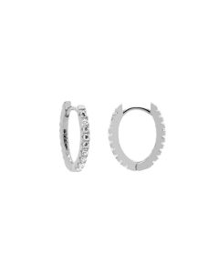 Plain Hoops Round Zirconia Oval - Silver