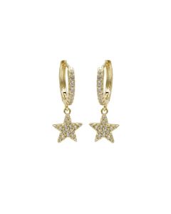 Hinged Hoops Zirconia Star - Gold Color