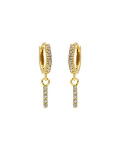 Hinged Hoops Zirconia Tubes - Gold Color