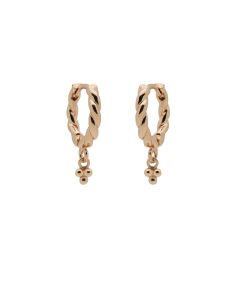 Hinged Twisted Hoops Triple Dots - Rose