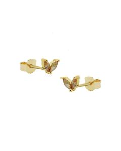 Symbols Zirconia Double Champagne Leaves - Gold Color