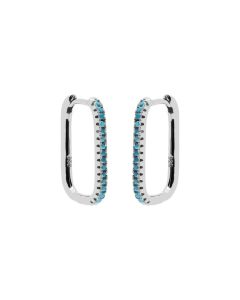 Plain Hinged Hoops Zirconia Turquoise - Silver