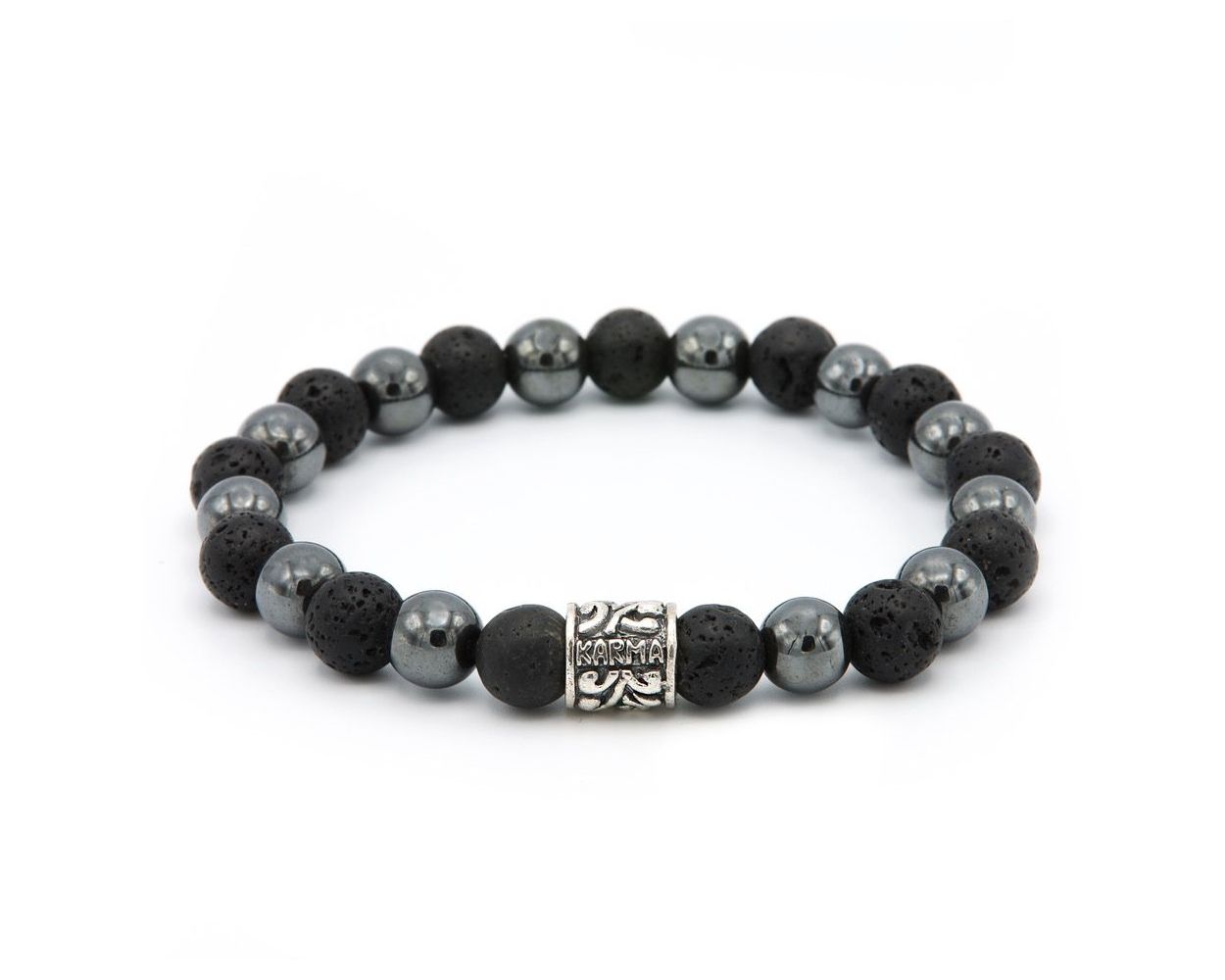 KARMA Armband - Black Panther silver logo bead - 86458