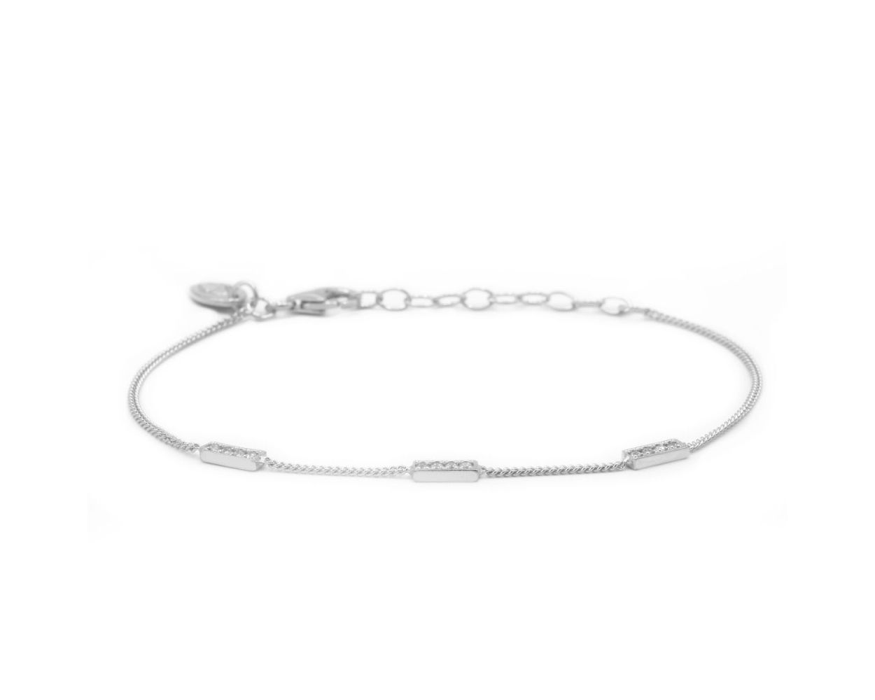 Karma Bracelet 3 Zirconia Rectangles - Silver