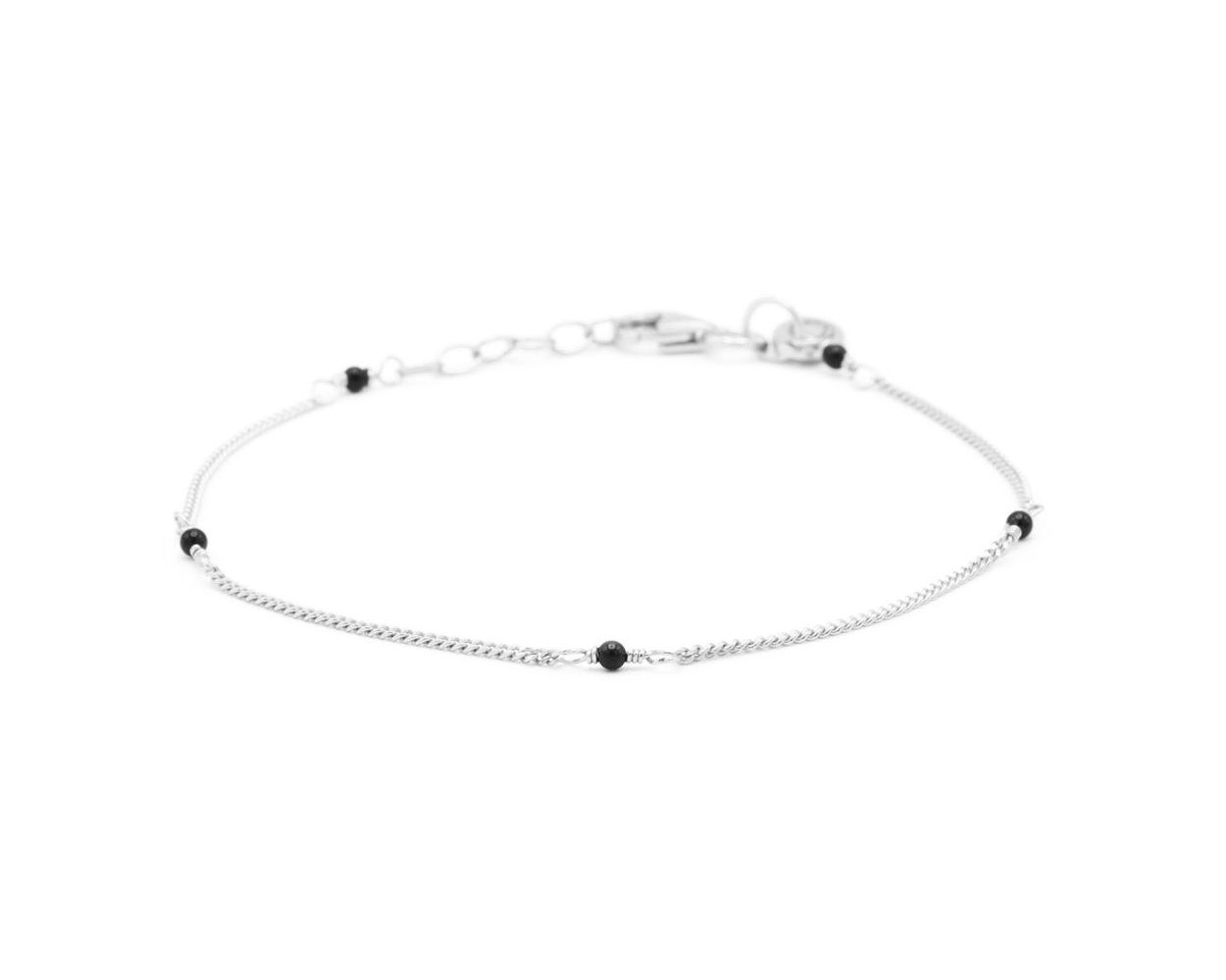 Karma Bracelet Tiny Onyx - Silver
