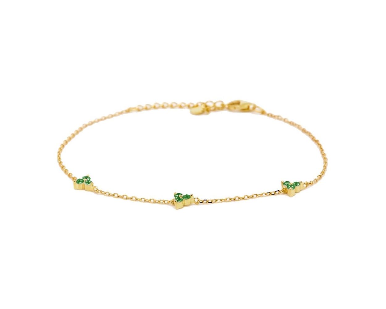Karma Bracelet Zirconia Triple Dots Emerald