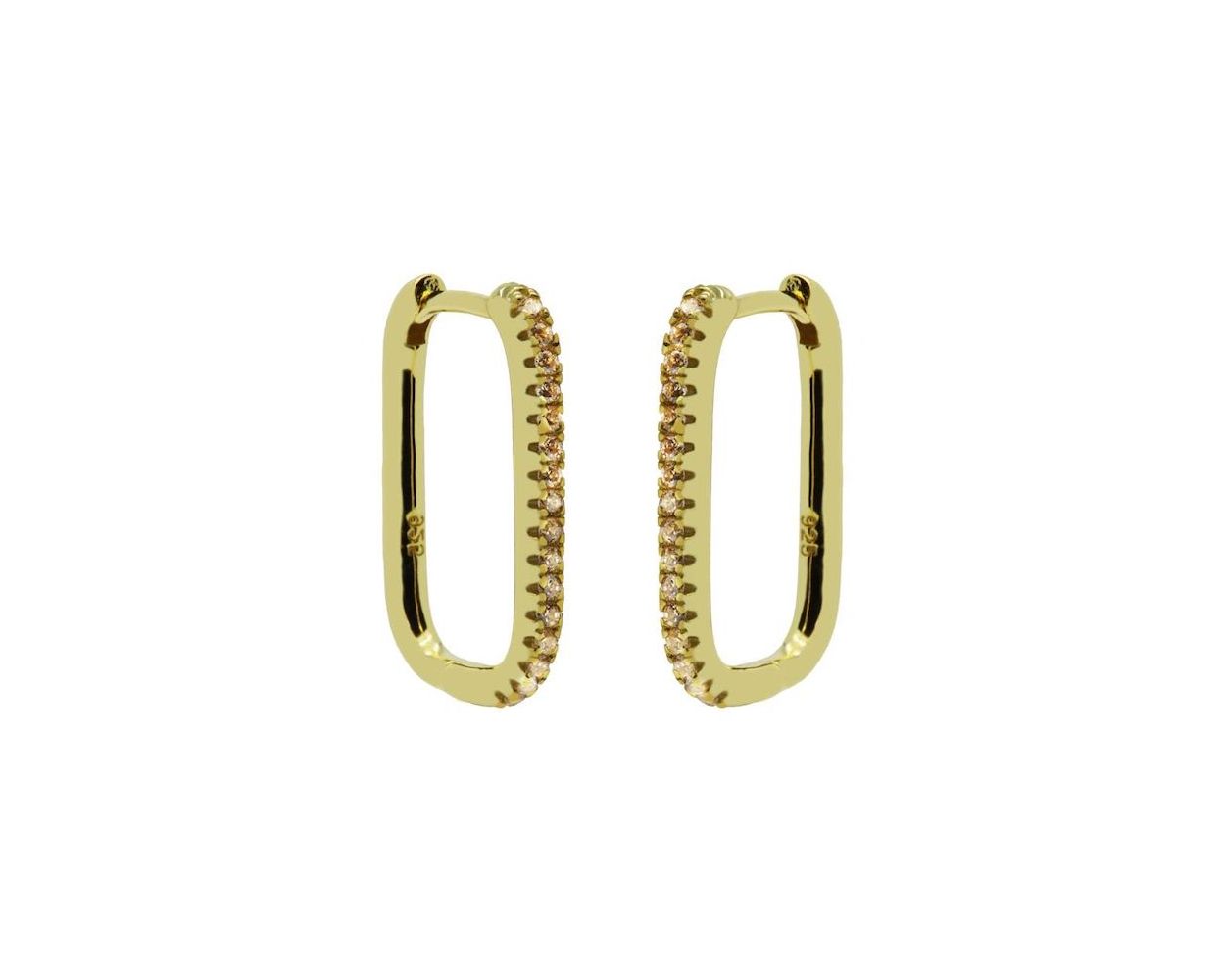Plain Hinged Hoops Zirconia Clear Champagne - Gold Color