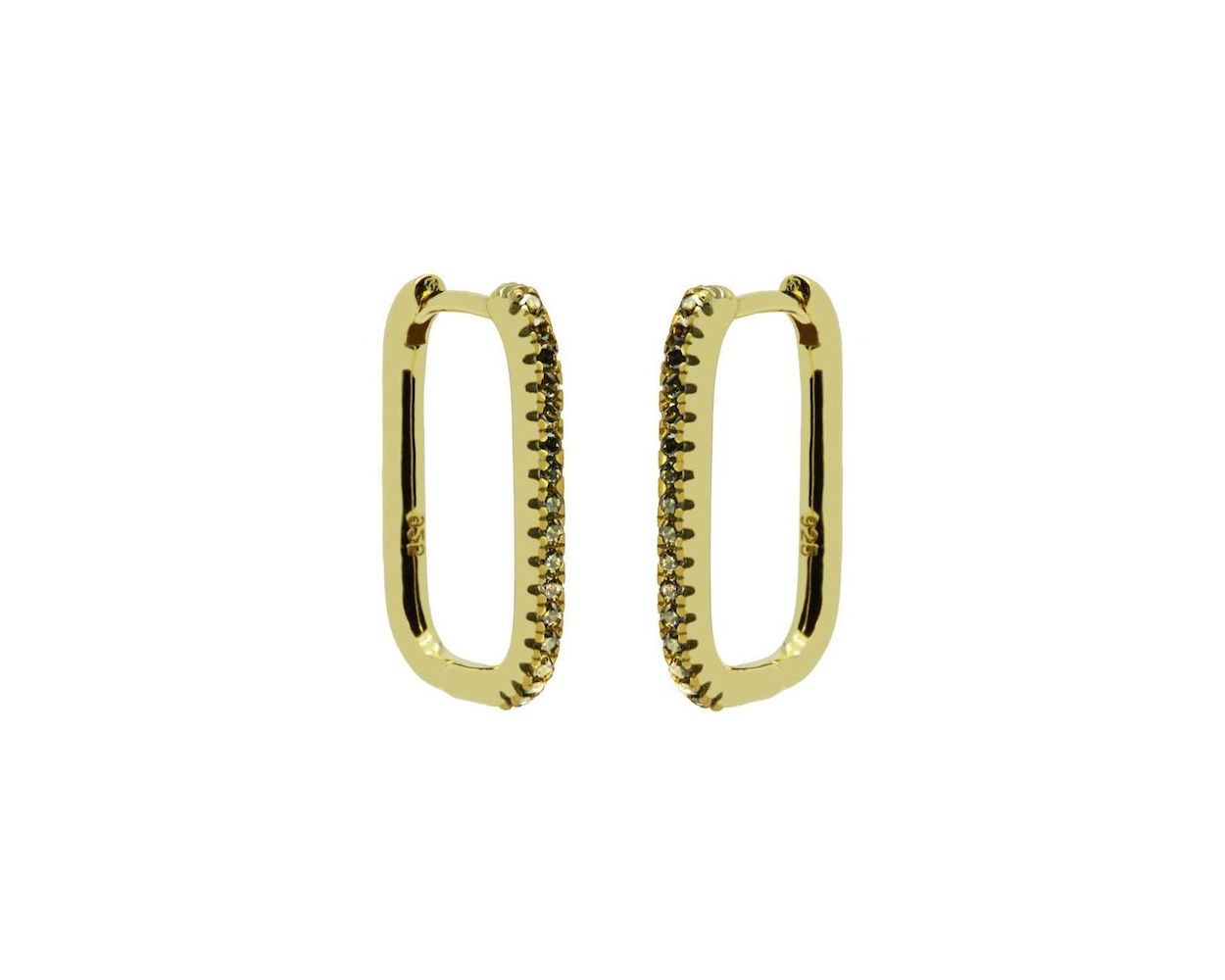 Plain Hinged Hoops Zirconia Gorgeous Green - Gold Color