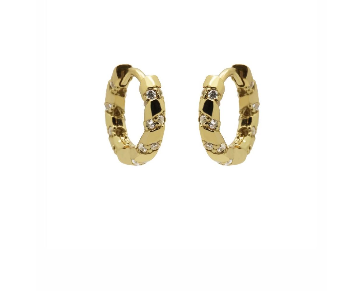 Hinged Hoops Twist And Spark - Gold Color
