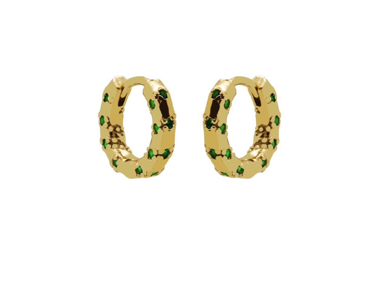 Hinged Hoops Glamarous Emerald - Gold Color