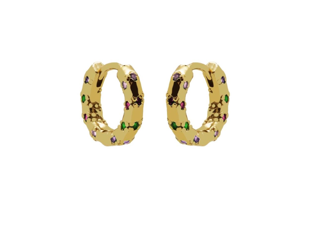 Hinged Hoops Glamarous Rainbow - Gold Color