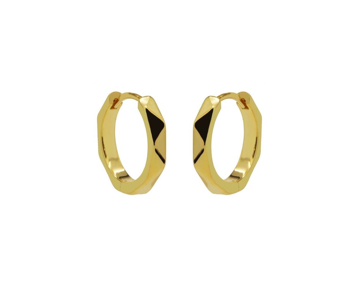 Plain Hinged Hoops Facet - Gold Color