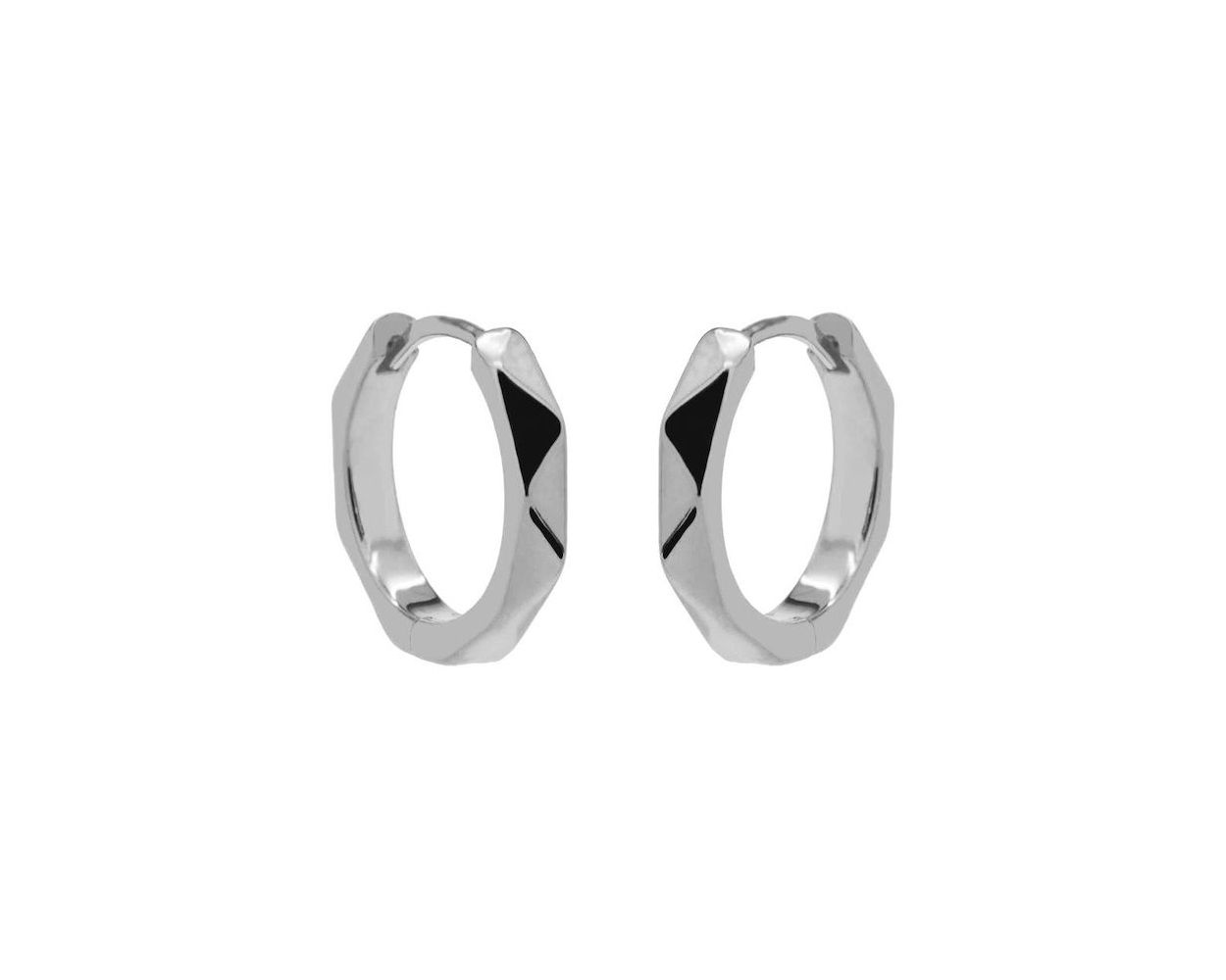 Plain Hinged Hoops Facet - Silver