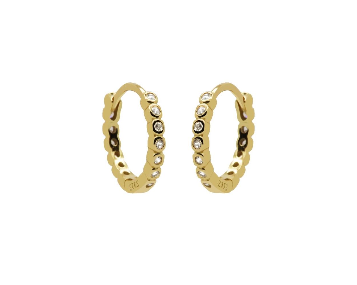 Hinged Hoops Dots 13MM - Gold Color