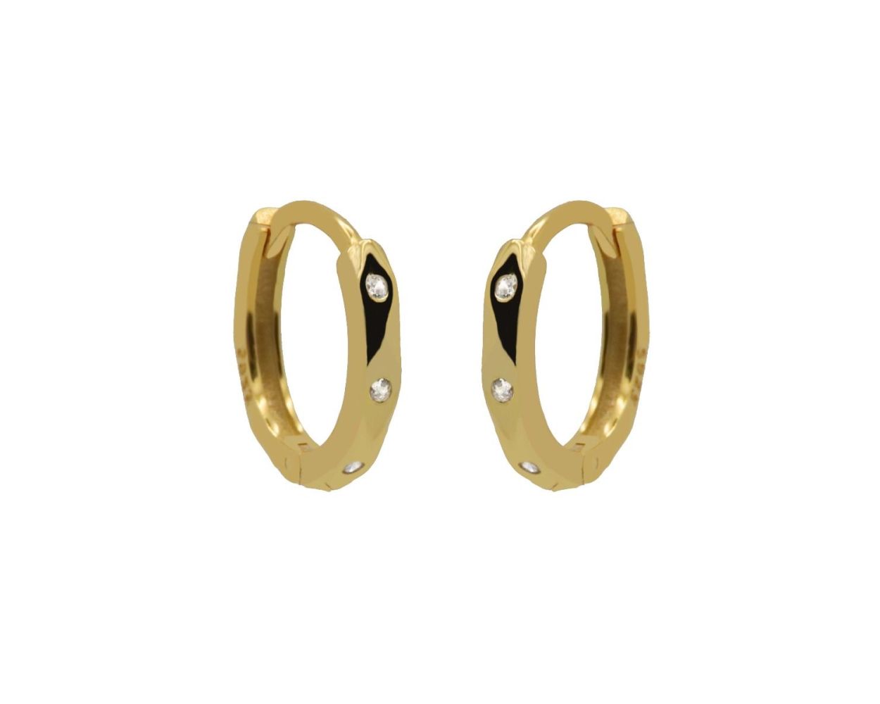 Hinged Hoops Zirconia Dots - Gold Color