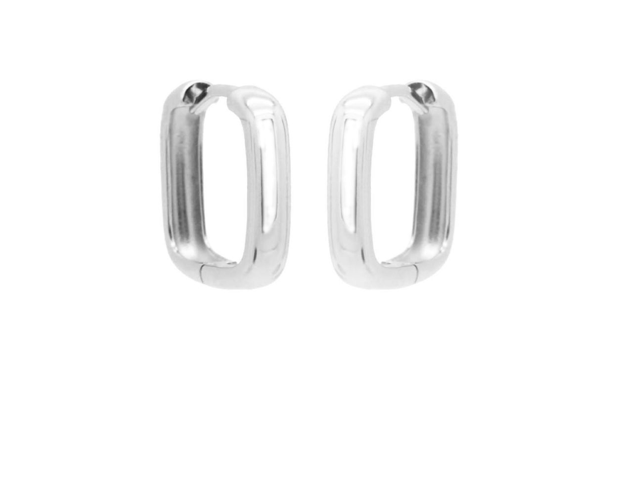 Plain Hinged Hoops Square  - Silver