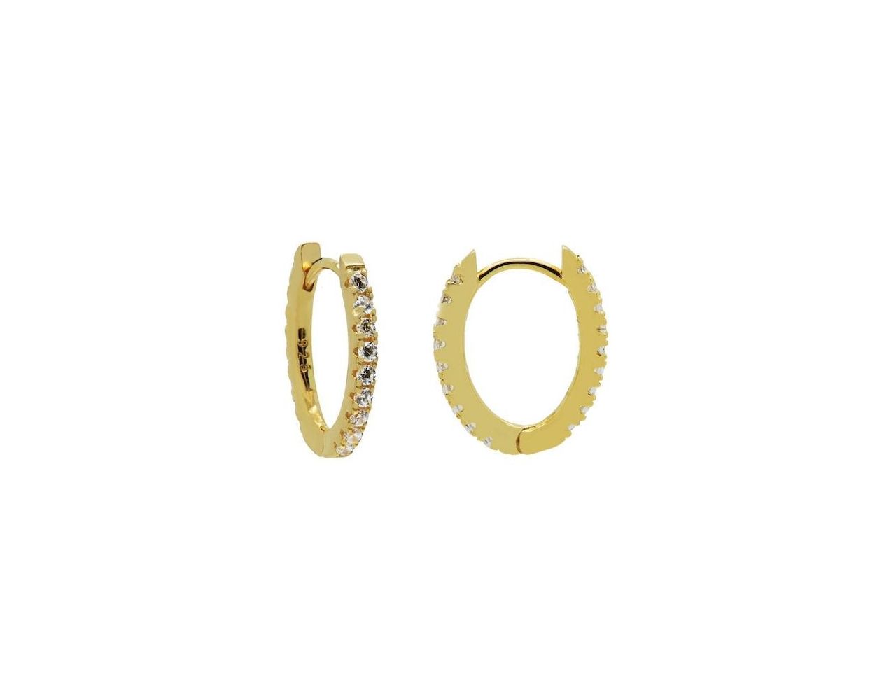 Plain Hoops Round Zirconia Oval - Gold Color