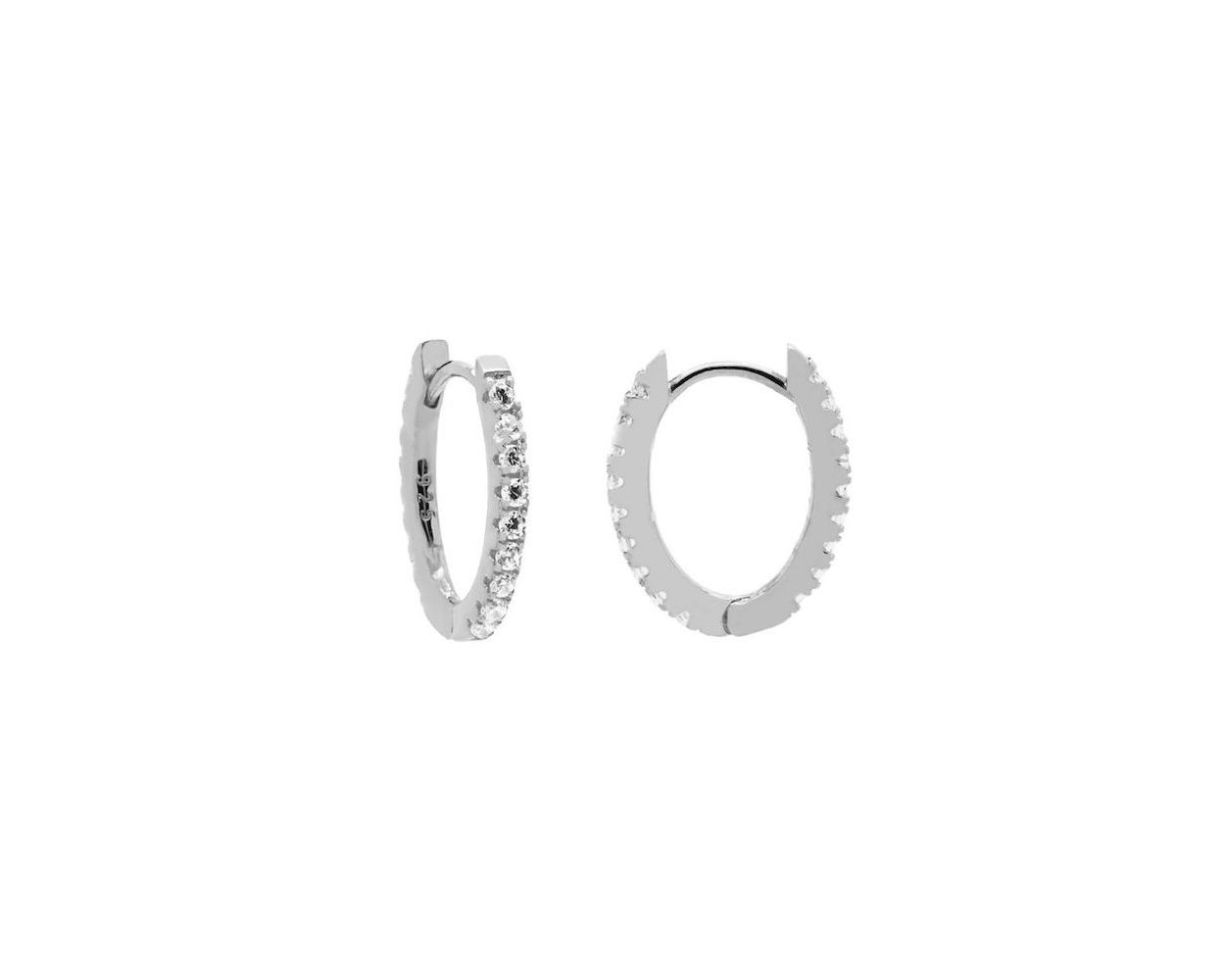 Plain Hoops Round Zirconia Oval - Silver