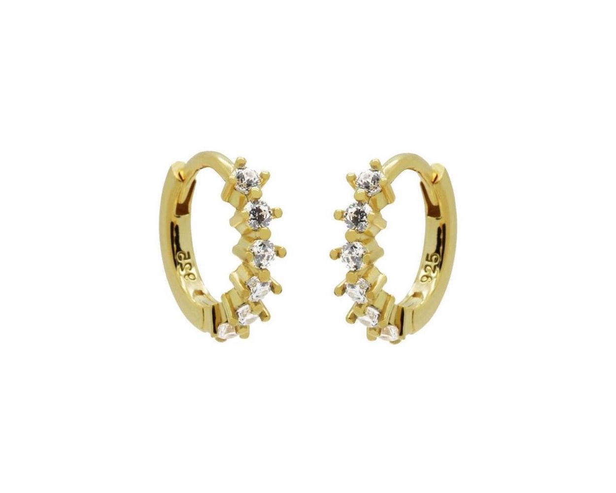 Plain Hoops Square Row Zirconia - Gold Color