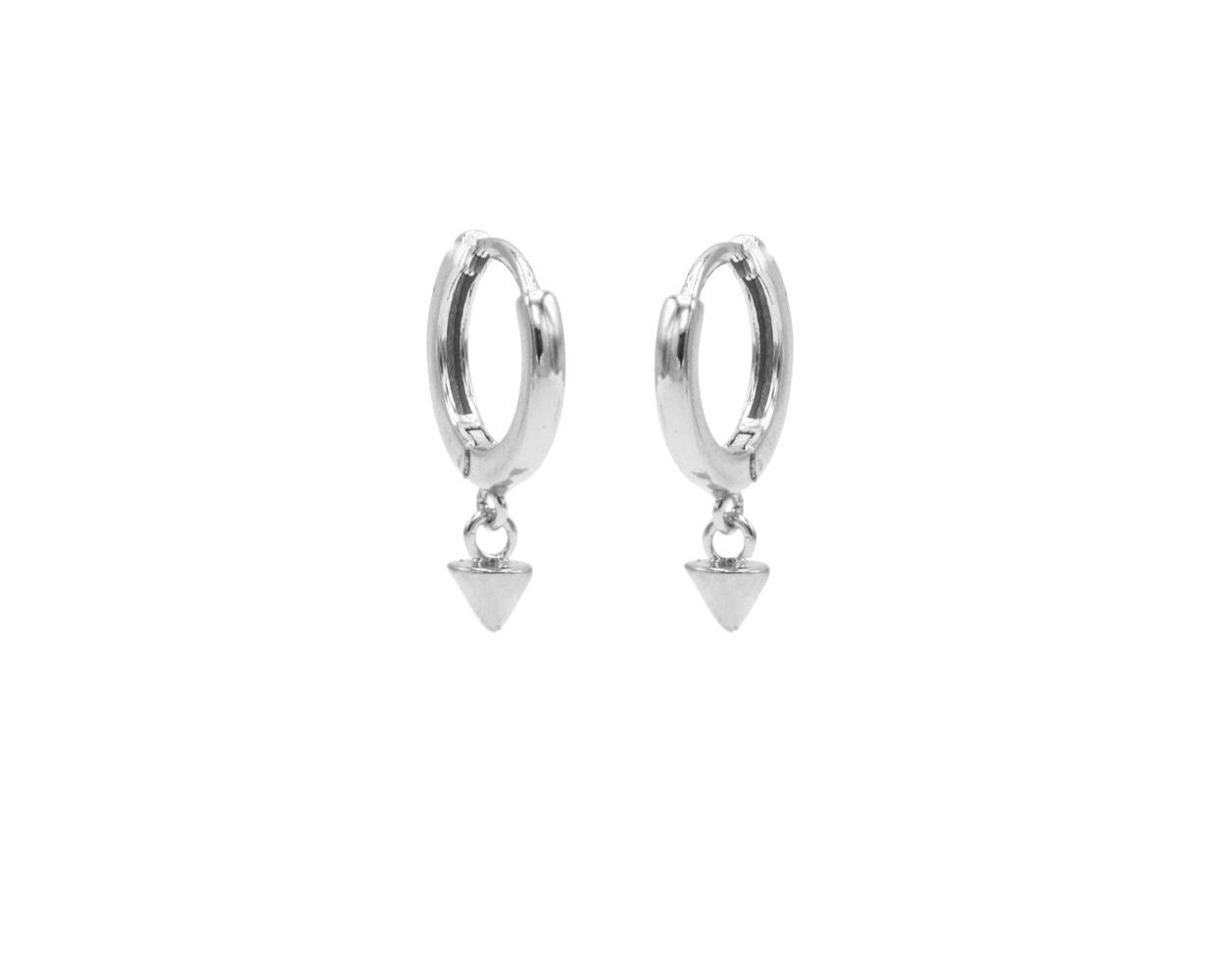 Hinged Hoops Mini Round Cone - Silver