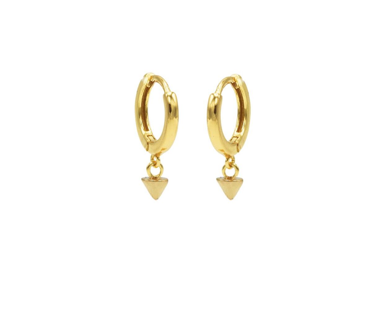 Hinged Hoops Mini Round Cone - Gold Color