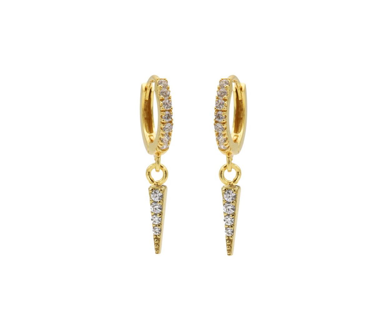 Hinged Hoops Zirconia Cone - Gold Color