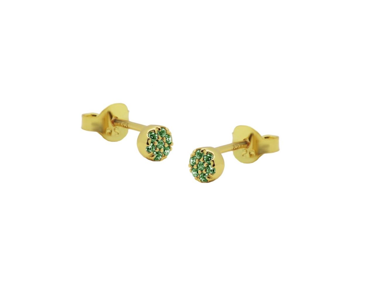 Zirconia Symbols Emerald Green Disc - Gold Color