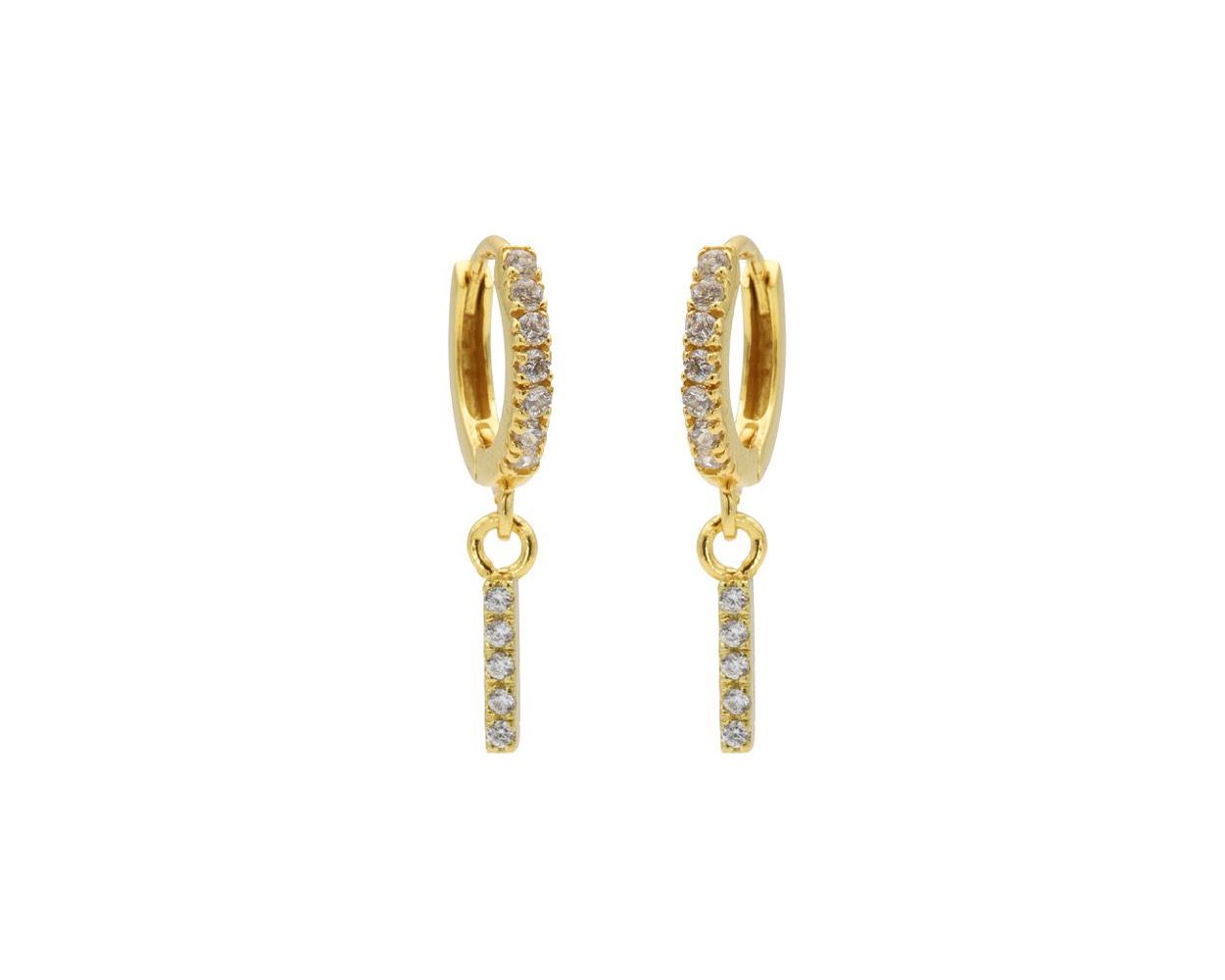 Hinged Hoops Zirconia Tubes - Gold Color