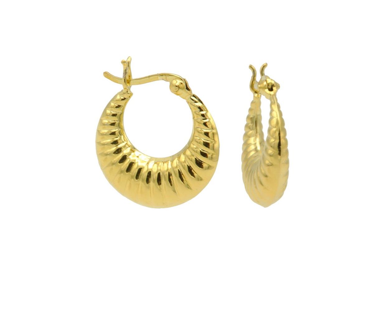 Plain Hoops Ribbled Round - Gold Color