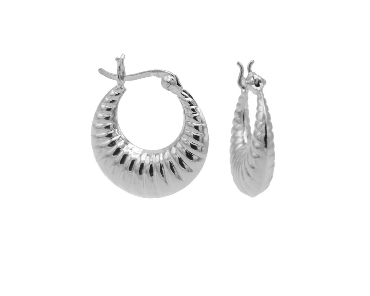 Plain Hoops Ribbled Round - Silver