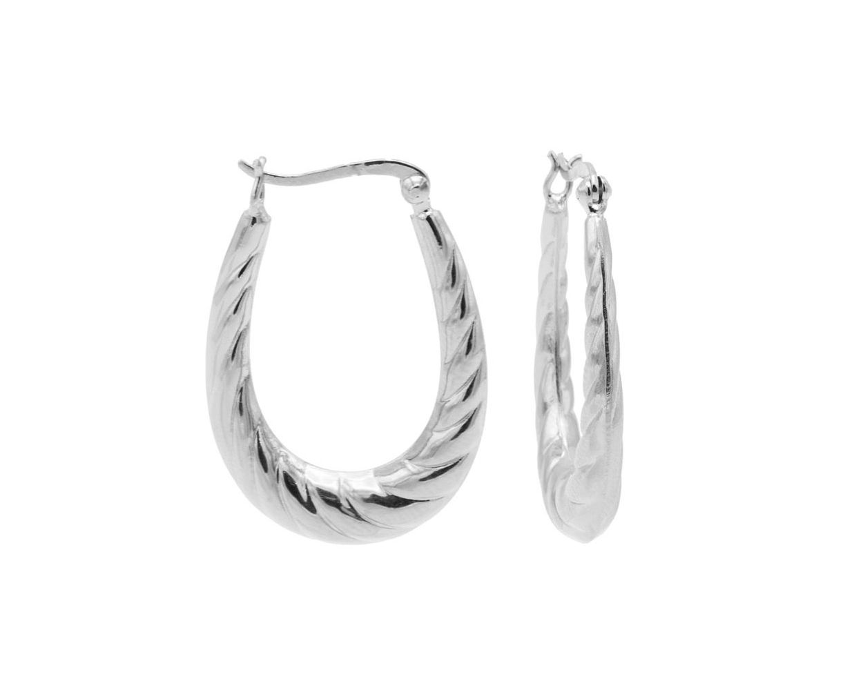 Plain Hoops Ribbled Round - Silver