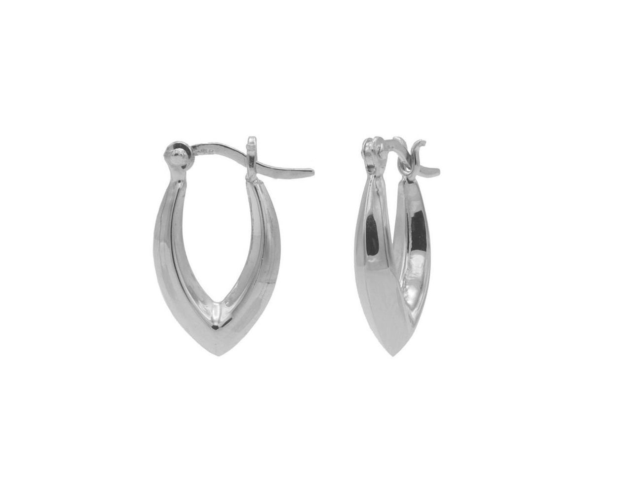 Plain Hoops Pointy Oval - Silver