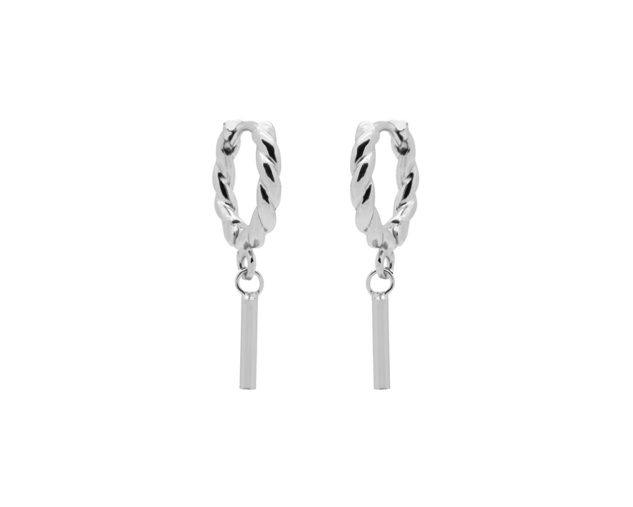 Hinged Twisted Hoops Round Tube - Silver