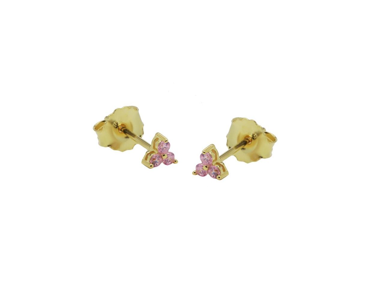 Symbols Zirconia Triple Pink Flower - Gold Color